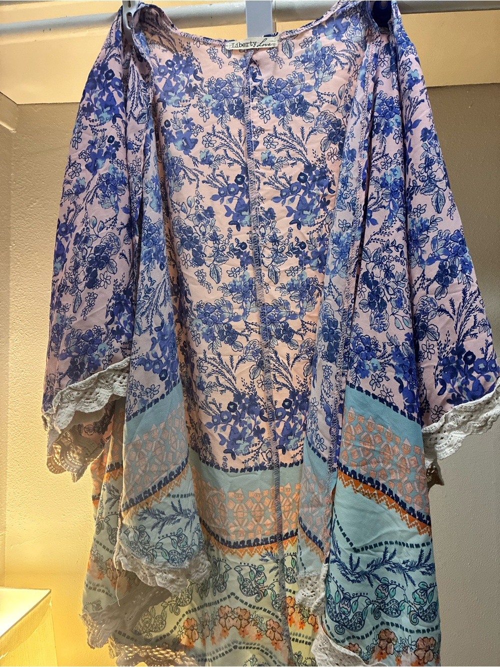 Liberty Love Floral Kimono Tunic - Blue & Pink
